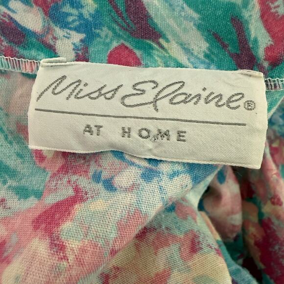 Vintage Miss Elaine Seersucker Floral Zip Front House Coat Robe Full Length M/L - Picture 3 of 9